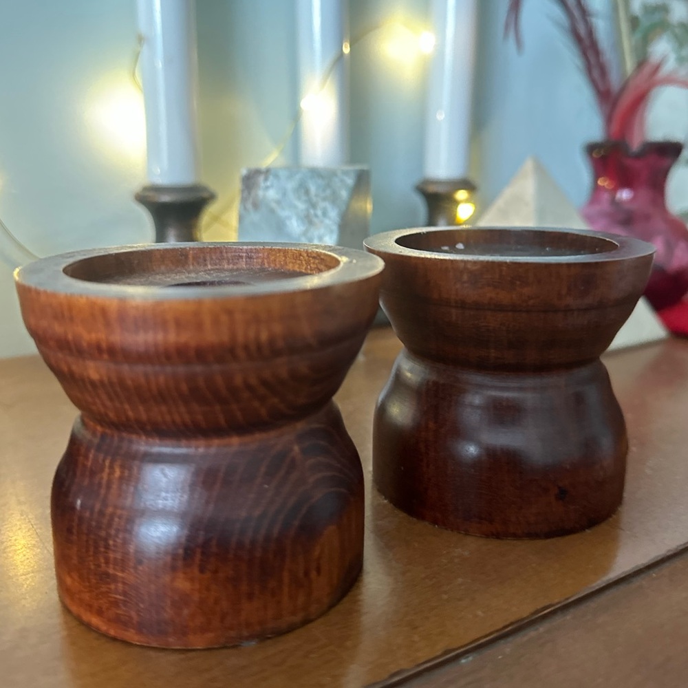 Vintage 1960s Baribocraft Canadian Maple Wood Candleholders